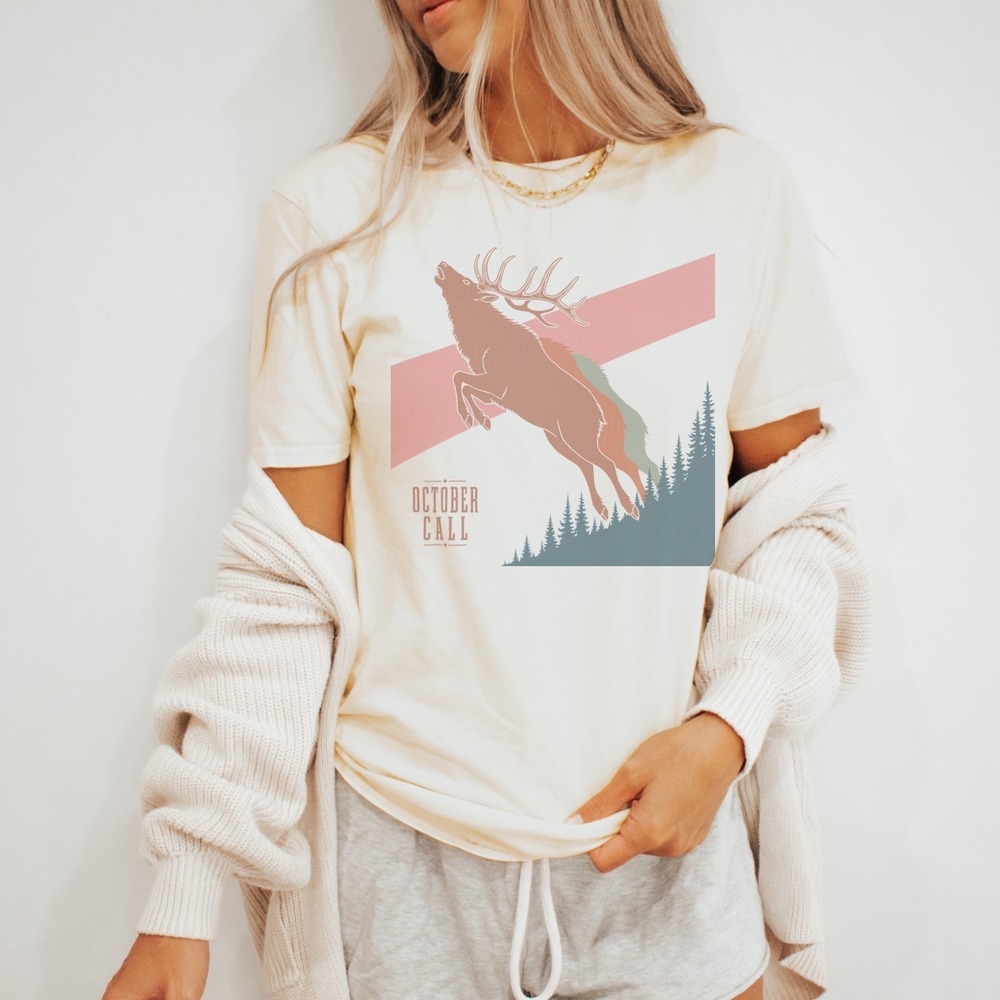 October Call Bugling Elk Vintage Style Tee